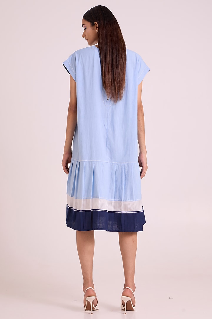 Ice Blue Handloom Cotton Vacation Dress by MADDER MUCH at Pernia's Pop Up Shop