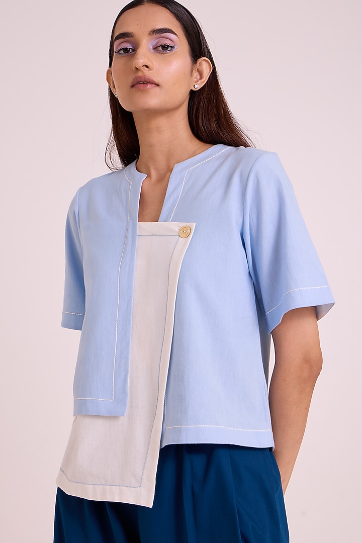 Blue Poplin Pant Set by MADDER MUCH at Pernia's Pop Up Shop