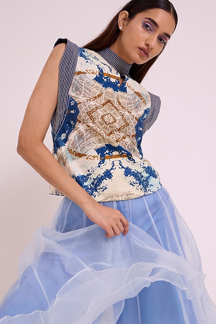 Ice Blue Organza Skirt Set by MADDER MUCH at Pernia's Pop Up Shop