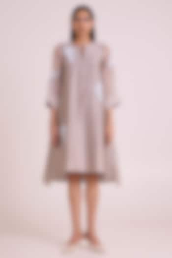 Grey Handloom Chanderi Silk Vacation Dress by MADDER MUCH at Pernia's Pop Up Shop