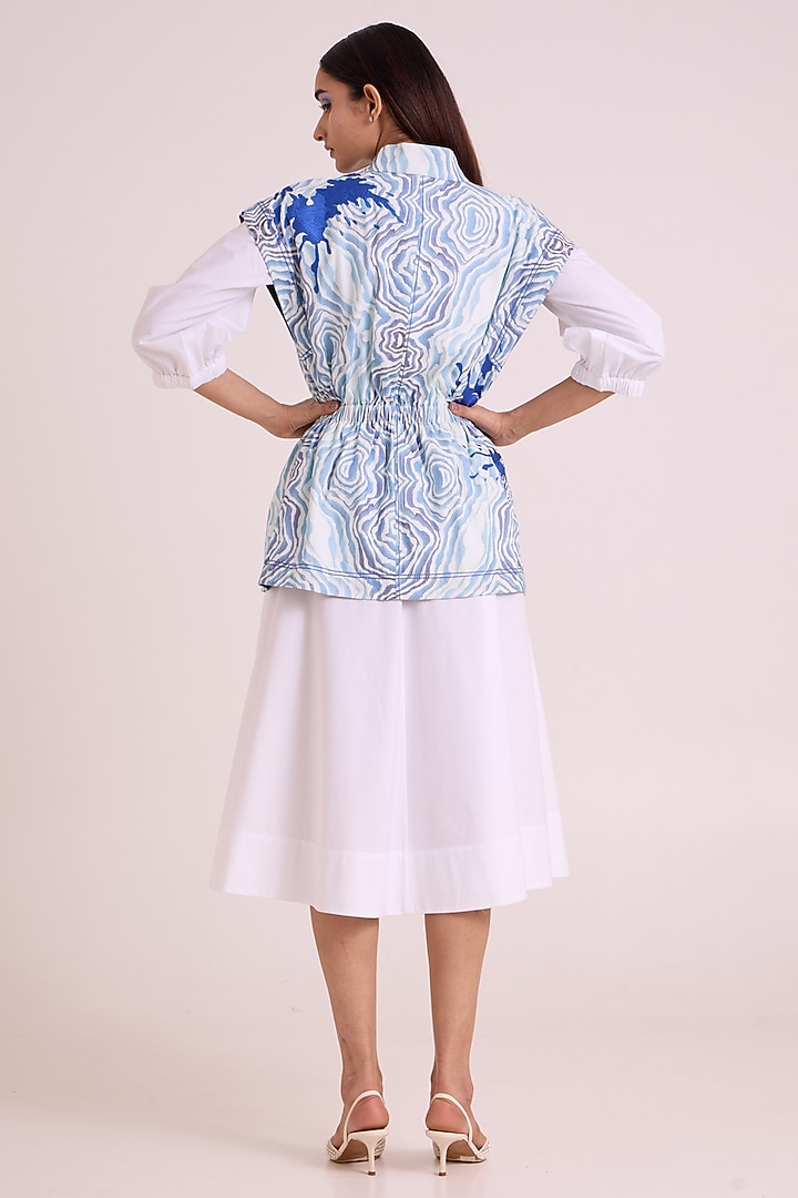Ivory Poplin Cotton & Denim Jacket Vacation Dress by MADDER MUCH at Pernia's Pop Up Shop