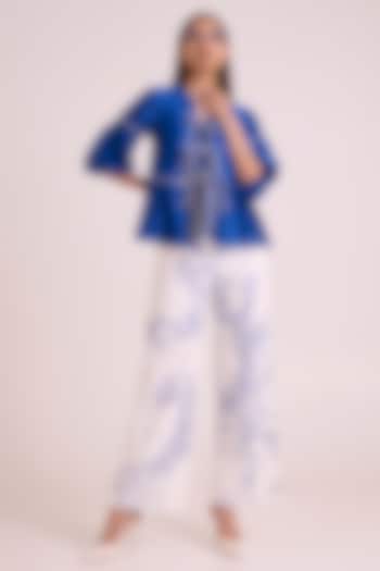 Electric Blue Handloom Chanderi Co-Ord Set by MADDER MUCH at Pernia's Pop Up Shop