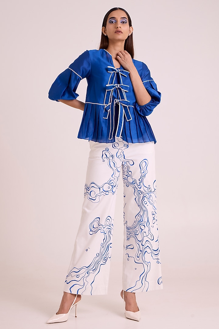 Electric Blue Handloom Chanderi Co-Ord Set by MADDER MUCH at Pernia's Pop Up Shop