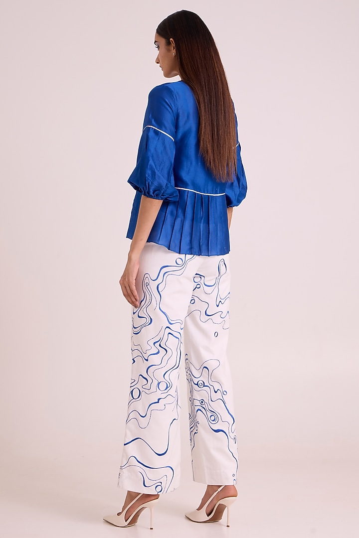 Electric Blue Handloom Chanderi Co-Ord Set by MADDER MUCH at Pernia's Pop Up Shop