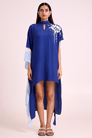 Electric Blue Natural Crepe Kaftan by MADDER MUCH