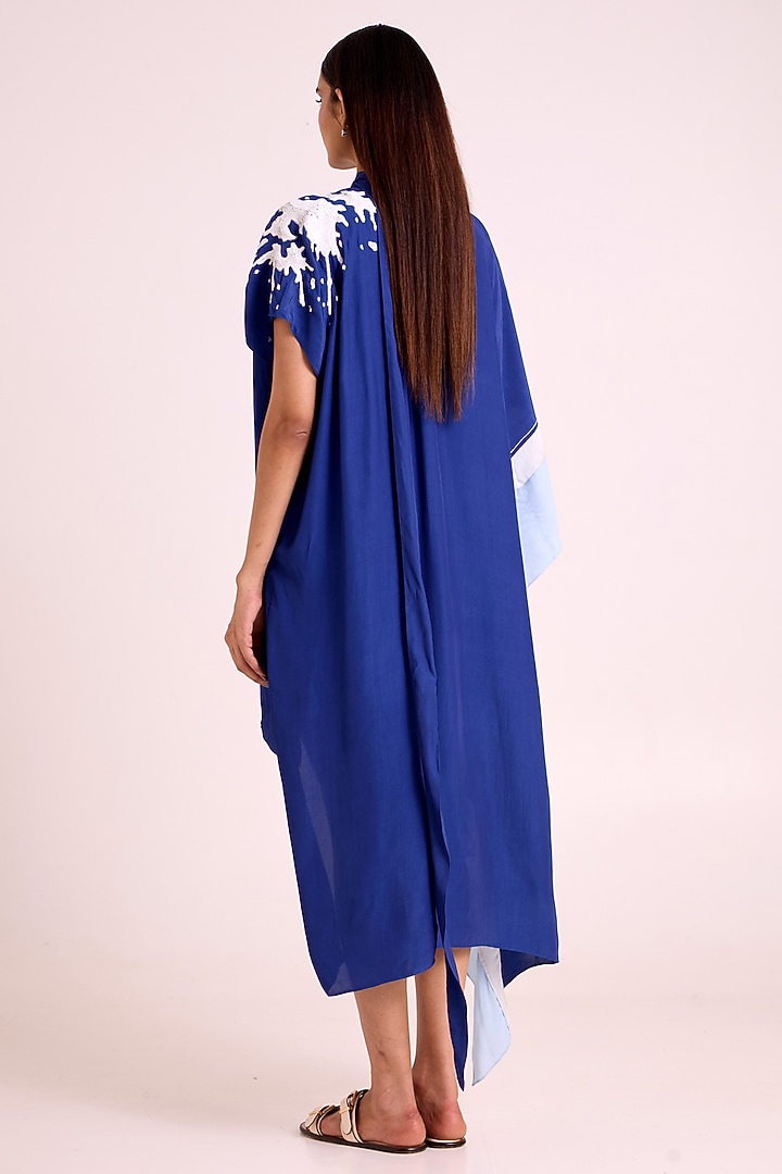 Electric Blue Natural Crepe Kaftan by MADDER MUCH at Pernia's Pop Up Shop