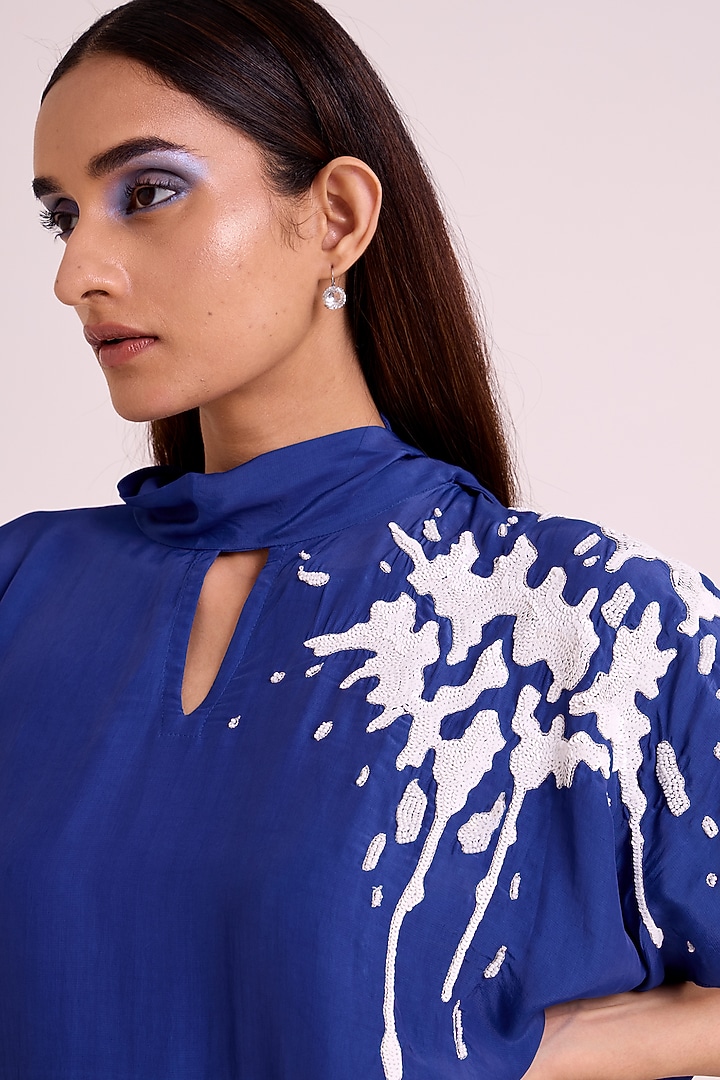 Electric Blue Natural Crepe Kaftan by MADDER MUCH at Pernia's Pop Up Shop