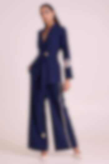 Indigo Handloom Cotton Blazer Set by MADDER MUCH at Pernia's Pop Up Shop