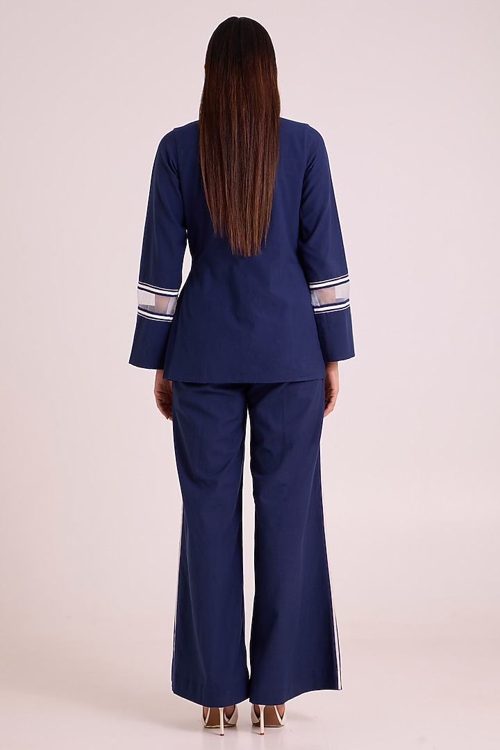 Indigo Handloom Cotton Blazer Set by MADDER MUCH at Pernia's Pop Up Shop