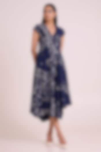 Indigo Poplin Cotton Printed Vacation Dress by MADDER MUCH at Pernia's Pop Up Shop
