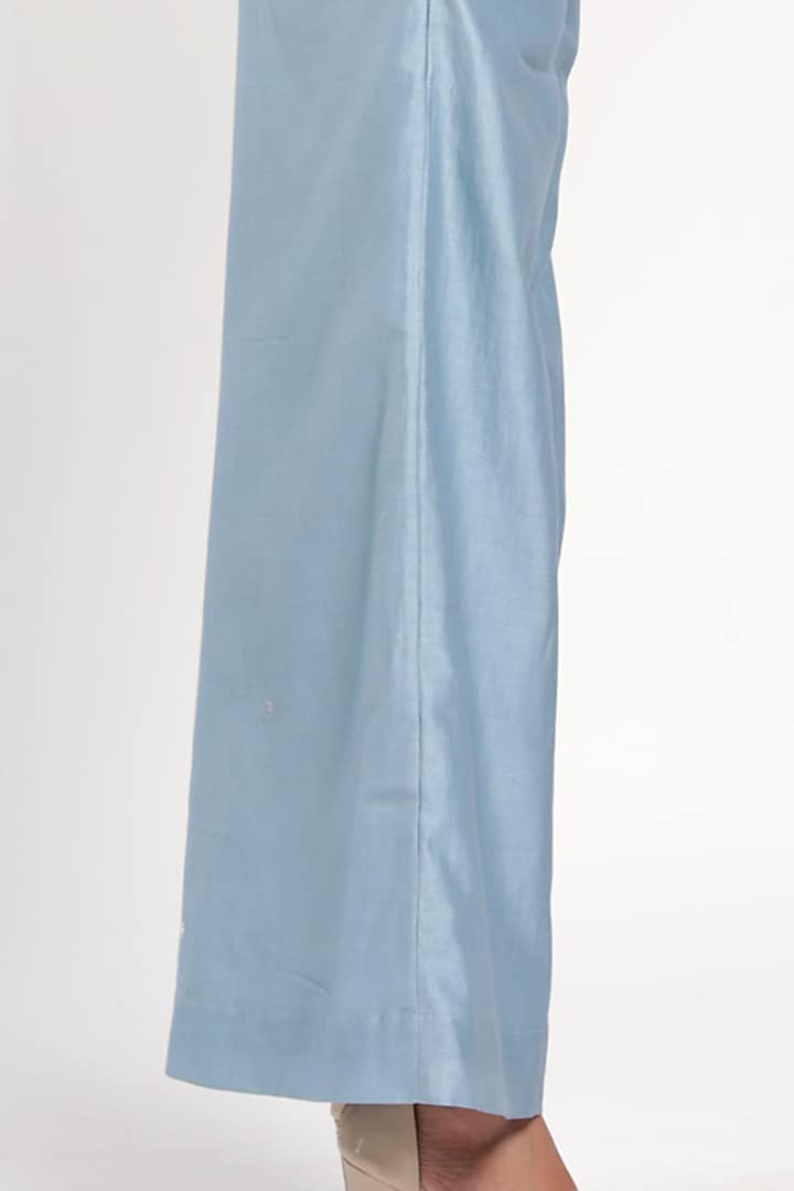 Sea Blue Chanderi Pant Set by MADDER MUCH at Pernia's Pop Up Shop