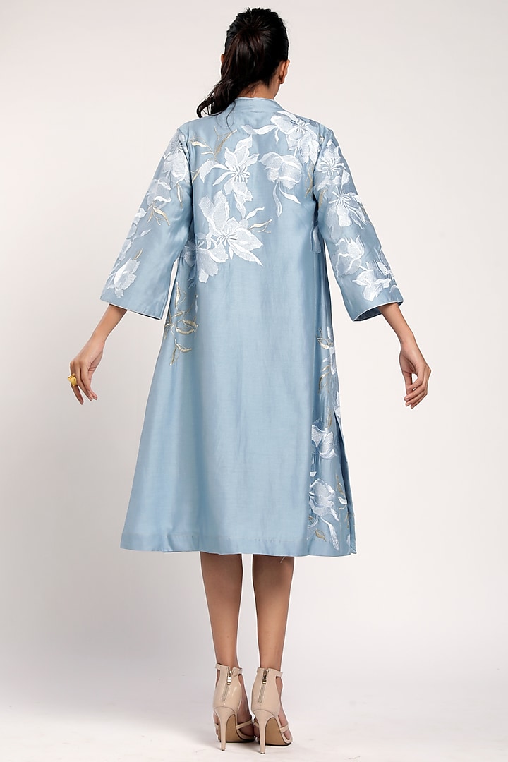 Sea Blue Embroidered Jacket Vacation Dress by MADDER MUCH at Pernia's Pop Up Shop
