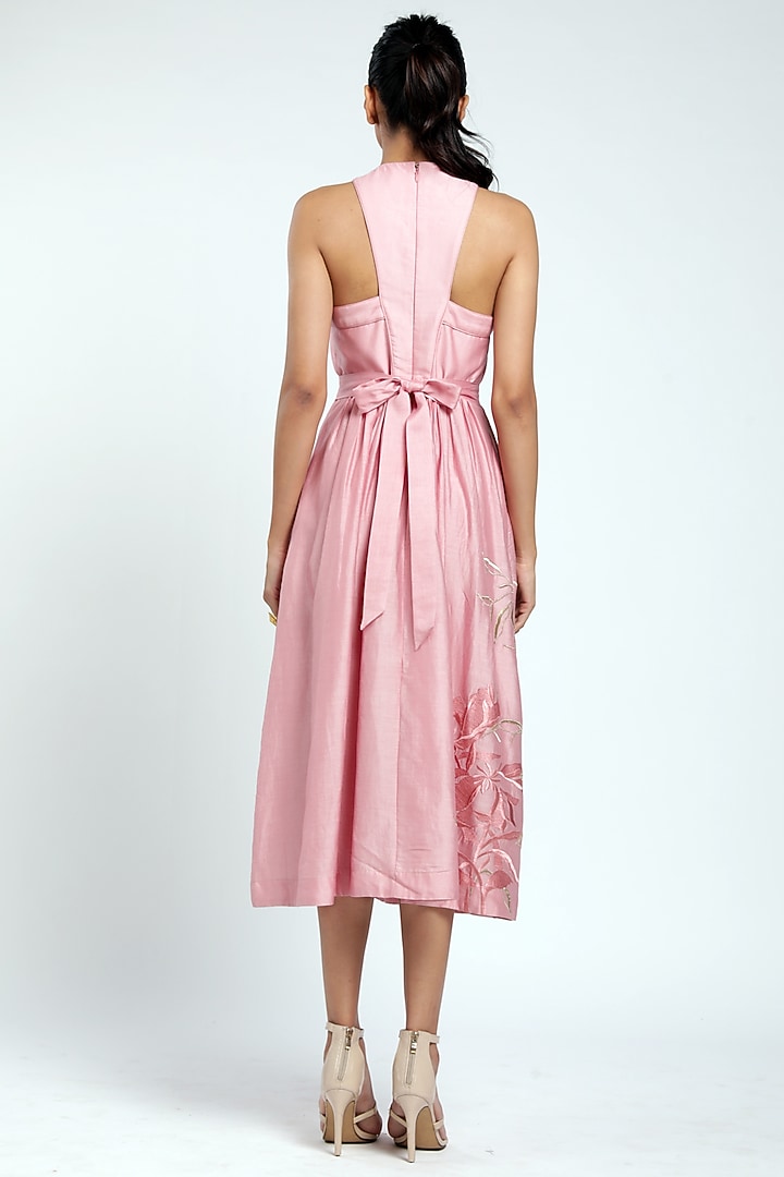 Old Rose Zari Embroidered Vacation Dress by MADDER MUCH at Pernia's Pop Up Shop