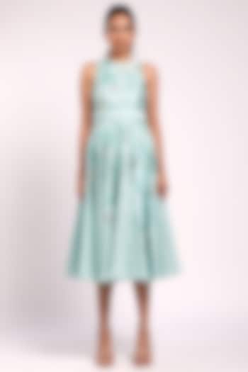 Teal Blue Embroidered Dress by MADDER MUCH