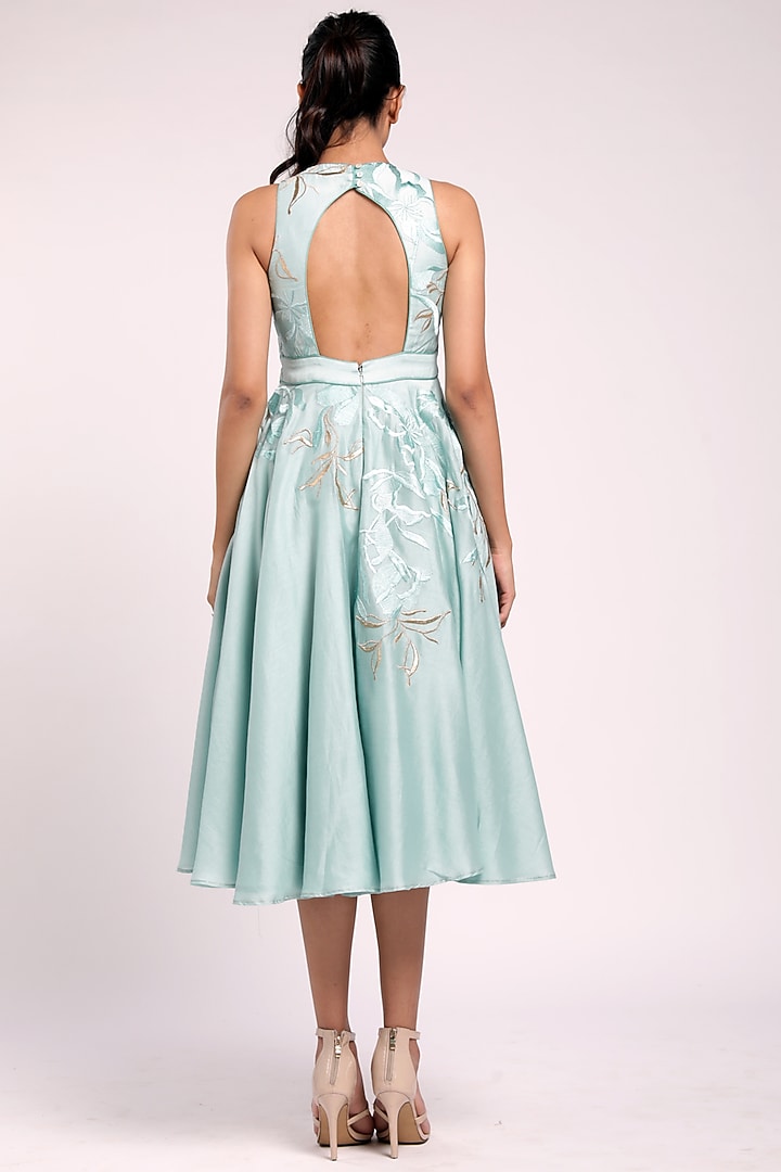 Teal Blue Embroidered Vacation Dress by MADDER MUCH at Pernia's Pop Up Shop