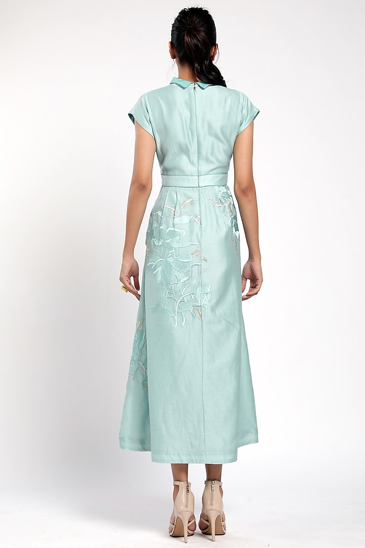 Teal Blue Embroidered Kimono Vacation Dress by MADDER MUCH at Pernia's Pop Up Shop