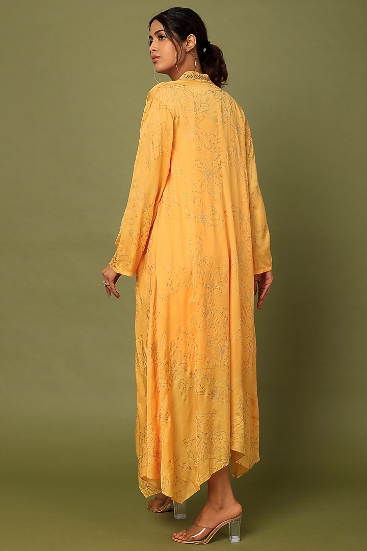 Yellow Embroidered Cape Summer Dress by MADDER MUCH at Pernia's Pop Up Shop