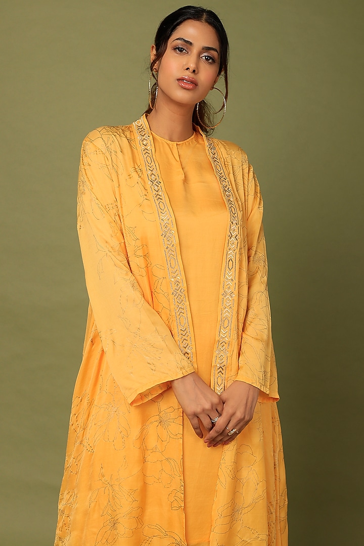 Yellow Embroidered Cape Summer Dress by MADDER MUCH at Pernia's Pop Up Shop