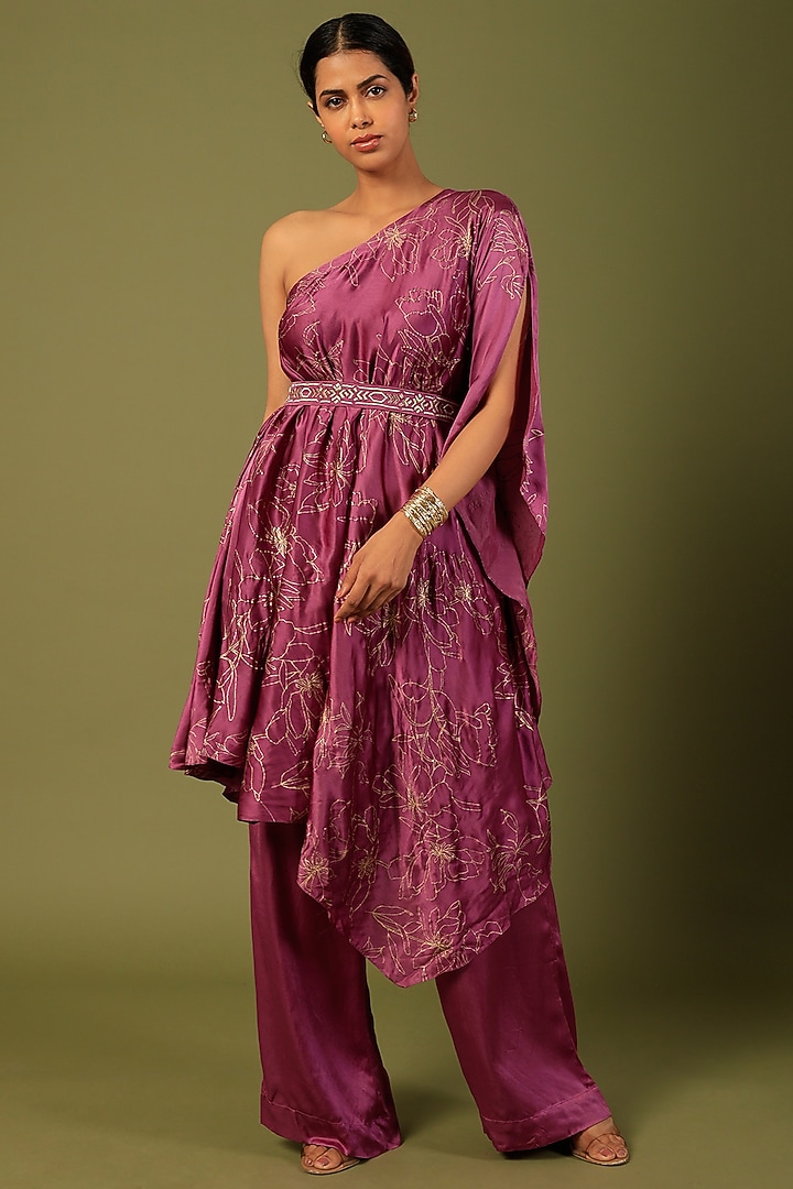 Purple Embroidered Tunic Set by MADDER MUCH at Pernia's Pop Up Shop