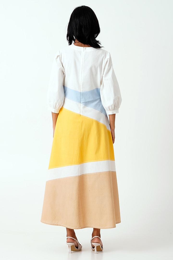 Multi-Colored Handloom Cotton Hand Embroidered Maxi Summer Dress by MADDER MUCH at Pernia's Pop Up Shop