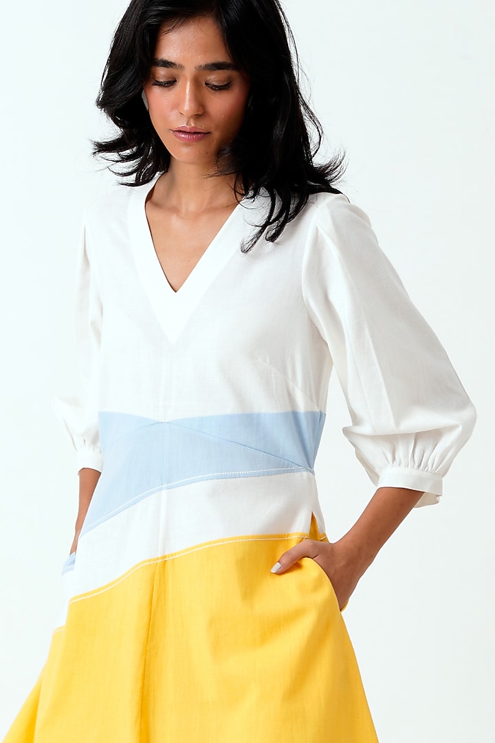 Multi-Colored Handloom Cotton Hand Embroidered Maxi Summer Dress by MADDER MUCH at Pernia's Pop Up Shop