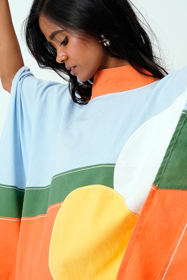 Multi-Colored Handloom Cotton Oversized Top by MADDER MUCH at Pernia's Pop Up Shop