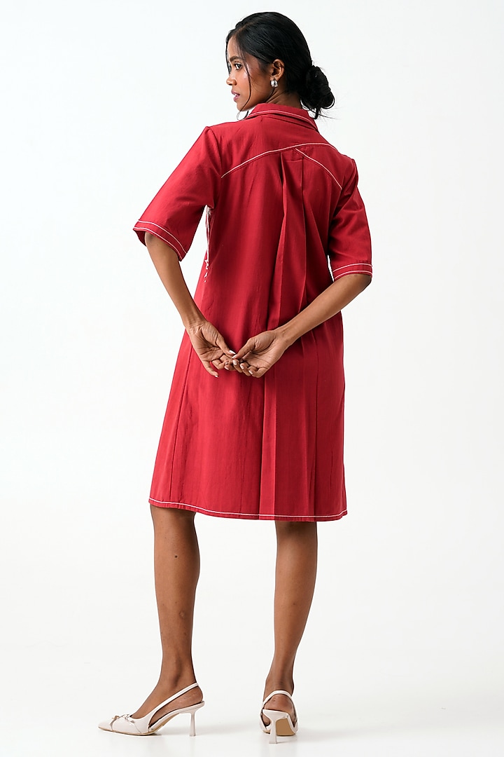 Madder Handloom Cotton Hand Embroidered Vacation Shirt Dress by MADDER MUCH at Pernia's Pop Up Shop