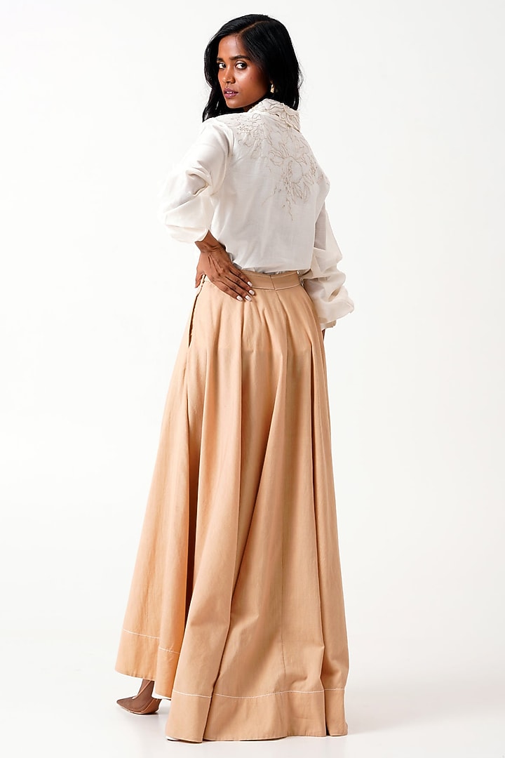Latte-Colored Handloom Cotton Skirt Set by MADDER MUCH at Pernia's Pop Up Shop