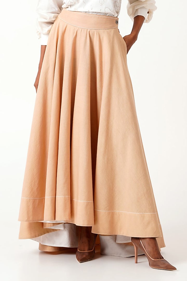 Latte-Colored Handloom Cotton Skirt Set by MADDER MUCH at Pernia's Pop Up Shop