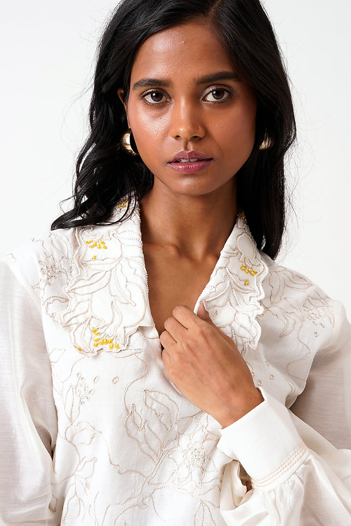 Latte-Colored Handloom Cotton Skirt Set by MADDER MUCH at Pernia's Pop Up Shop
