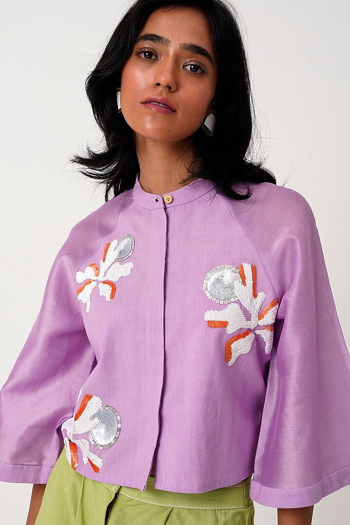 Spring Green Handloom Chanderi & Handloom Cotton Pant Set by MADDER MUCH at Pernia's Pop Up Shop
