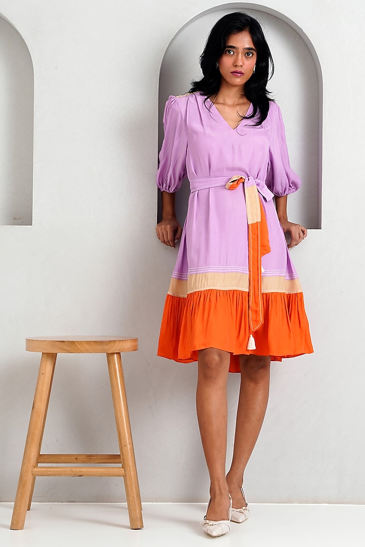 Multi-Colored Italian Crepe Hand Embroidered Dress by MADDER MUCH at Pernia's Pop Up Shop