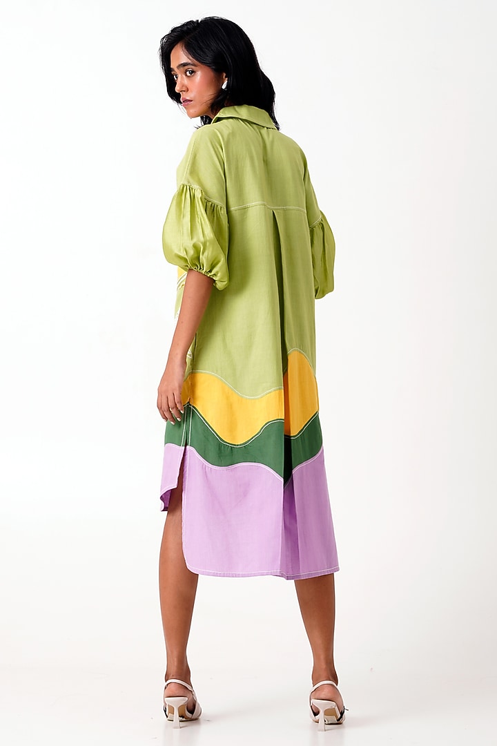 Multi-Colored Handloom Cotton Hand Embroidered Midi Vacation Dress by MADDER MUCH at Pernia's Pop Up Shop