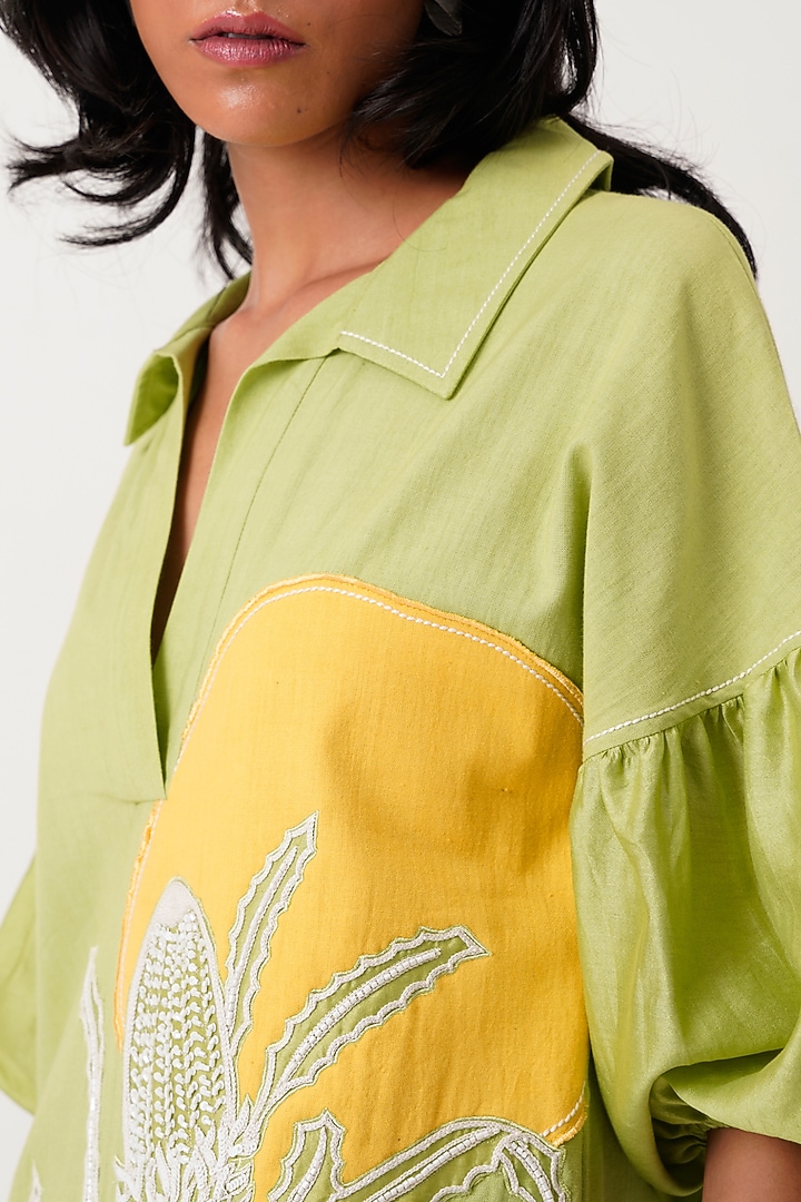 Multi-Colored Handloom Cotton Hand Embroidered Midi Vacation Dress by MADDER MUCH at Pernia's Pop Up Shop