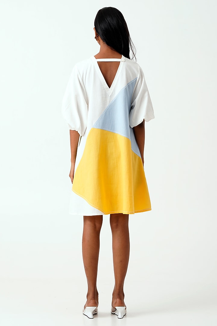 Multi-Colored Handloom Cotton Hand Embroidered Shift Summer Dress by MADDER MUCH at Pernia's Pop Up Shop