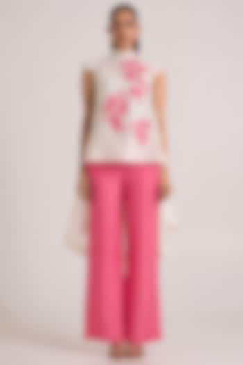 Ivory & Pink Handloom Chanderi Silk Co-Ord Set by MADDER MUCH at Pernia's Pop Up Shop