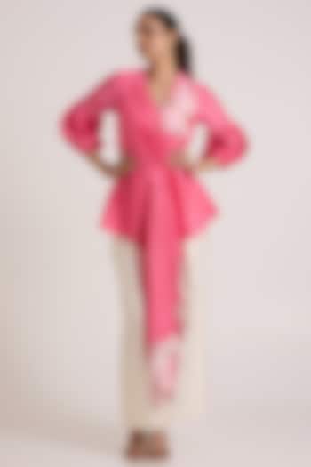Pink & Ivory Handloom Chanderi Silk Co-Ord Set by MADDER MUCH at Pernia's Pop Up Shop