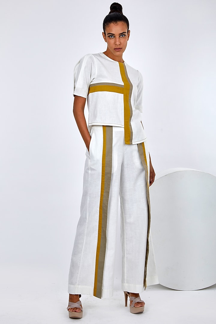 White Handloom Cotton Co-Ord Set by MADDER MUCH at Pernia's Pop Up Shop