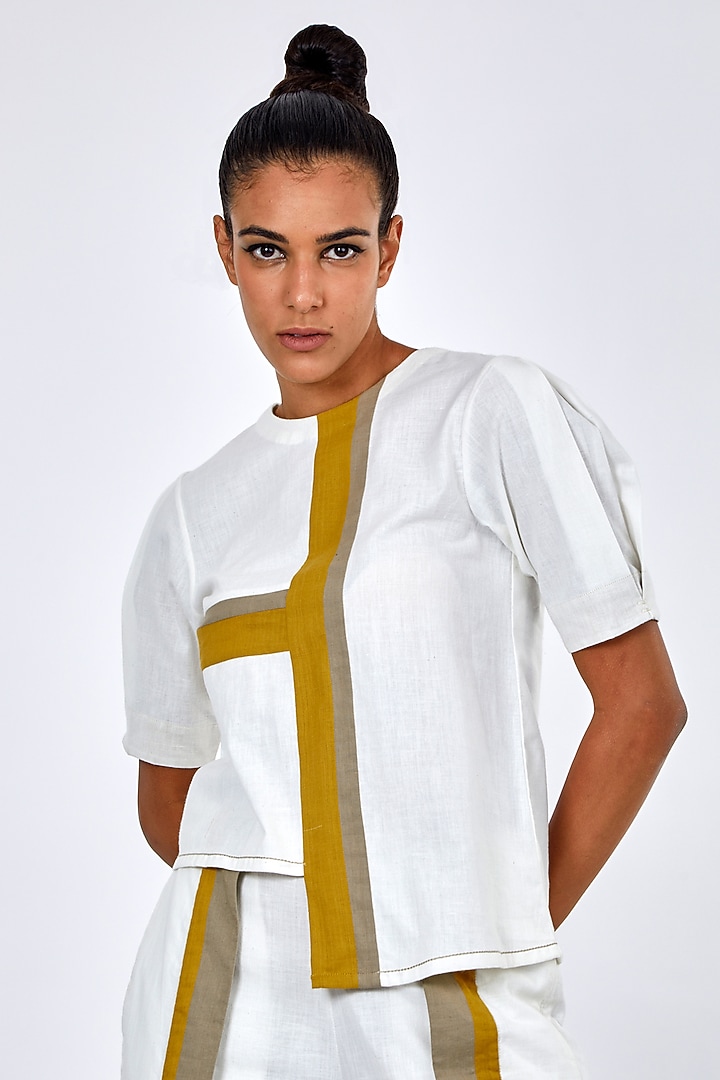 White Handloom Cotton Co-Ord Set by MADDER MUCH at Pernia's Pop Up Shop