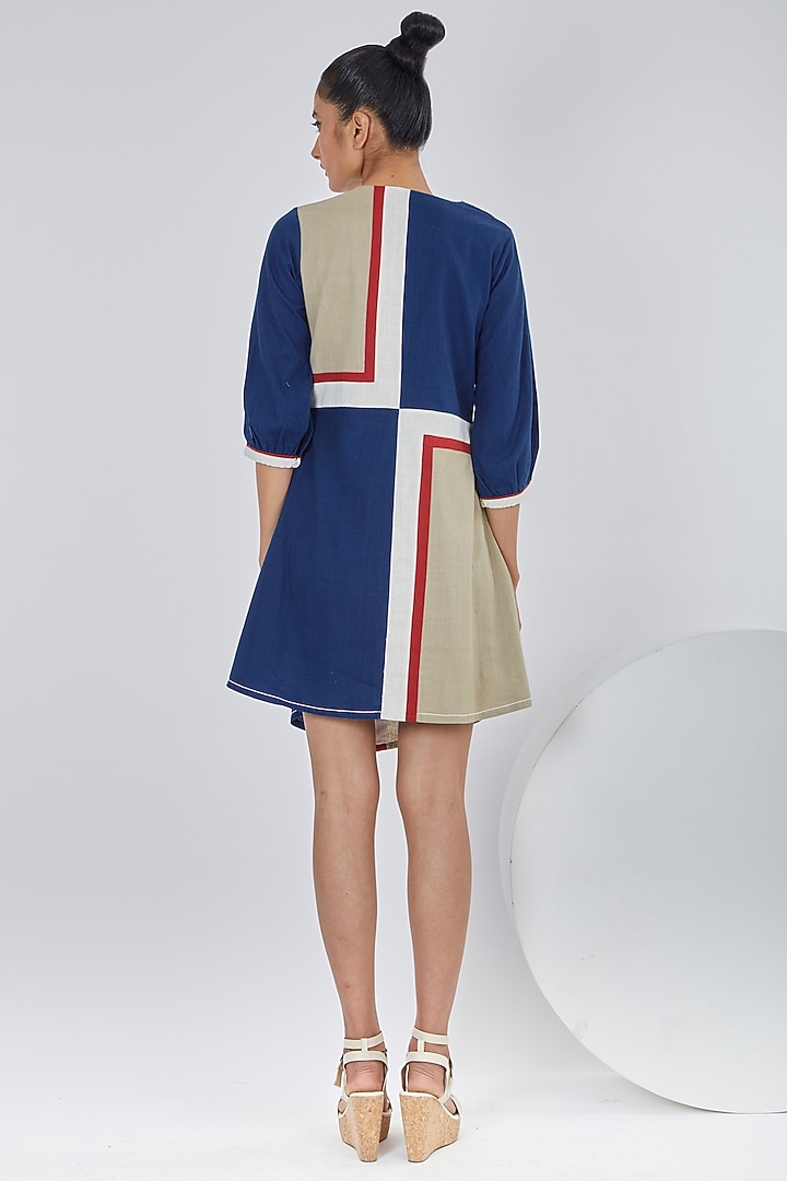 Multi-Colored Handloom Cotton Tiled Mini Summer Dress by MADDER MUCH at Pernia's Pop Up Shop