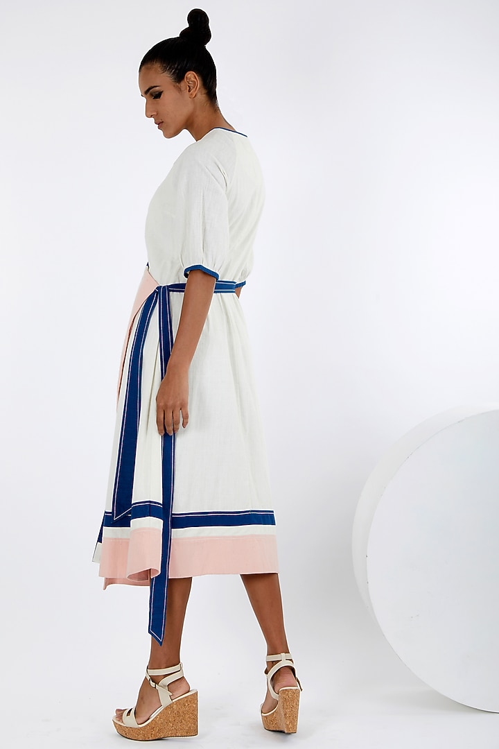 Multi-Colored Handloom Cotton Apron Midi Summer Dress by MADDER MUCH at Pernia's Pop Up Shop