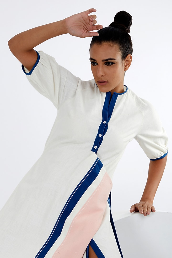 Multi-Colored Handloom Cotton Apron Midi Summer Dress by MADDER MUCH at Pernia's Pop Up Shop