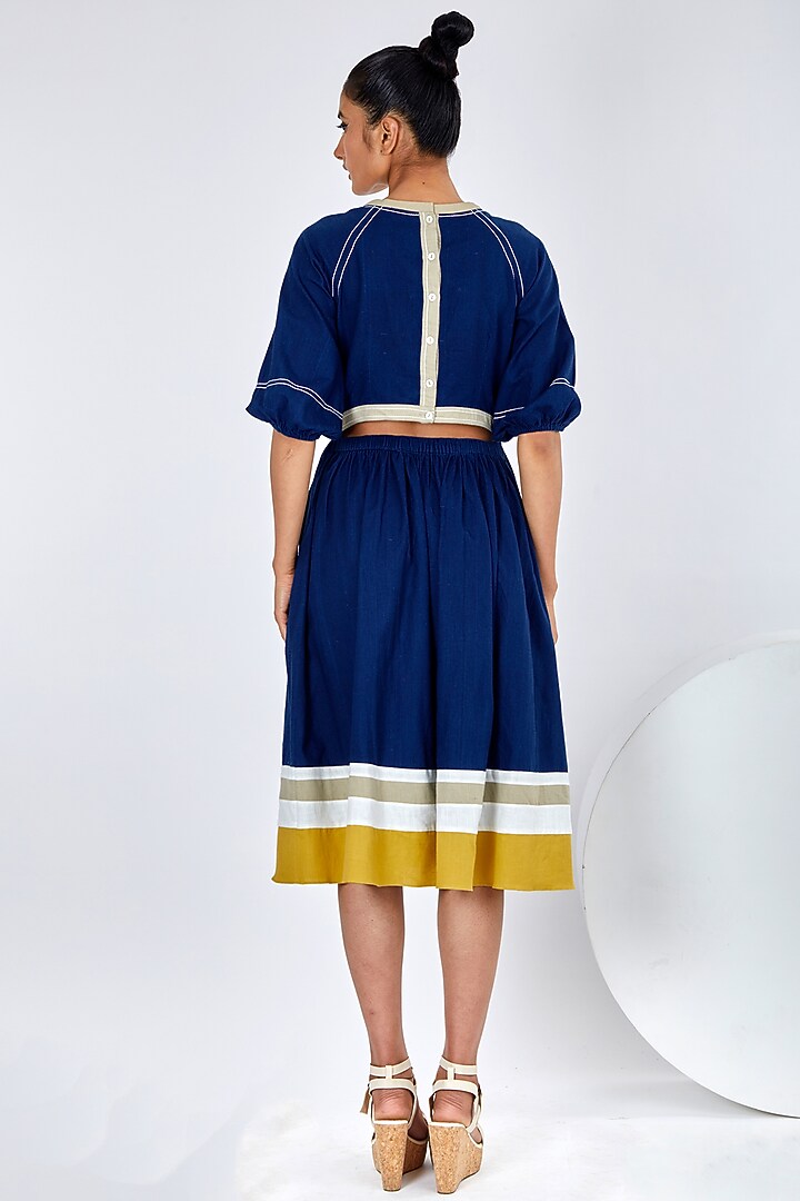 Indigo Blue Handloom Cotton Midi Summer Dress by MADDER MUCH at Pernia's Pop Up Shop