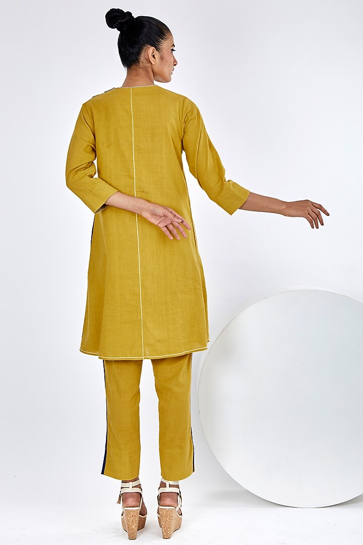 Ochre Yellow Handloom Cotton Co-Ord Set by MADDER MUCH at Pernia's Pop Up Shop