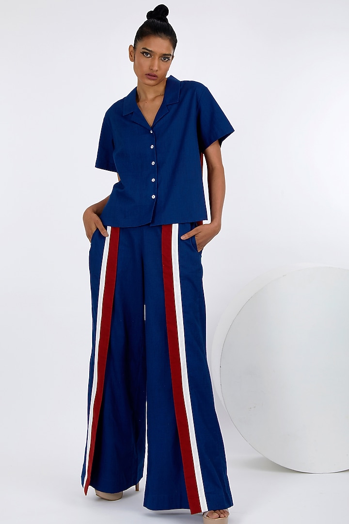 Indigo Blue Handloom Cotton Co-Ord Set by MADDER MUCH at Pernia's Pop Up Shop