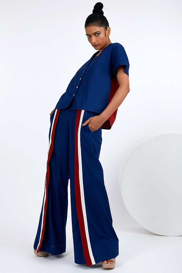 Indigo Blue Handloom Cotton Co-Ord Set by MADDER MUCH at Pernia's Pop Up Shop