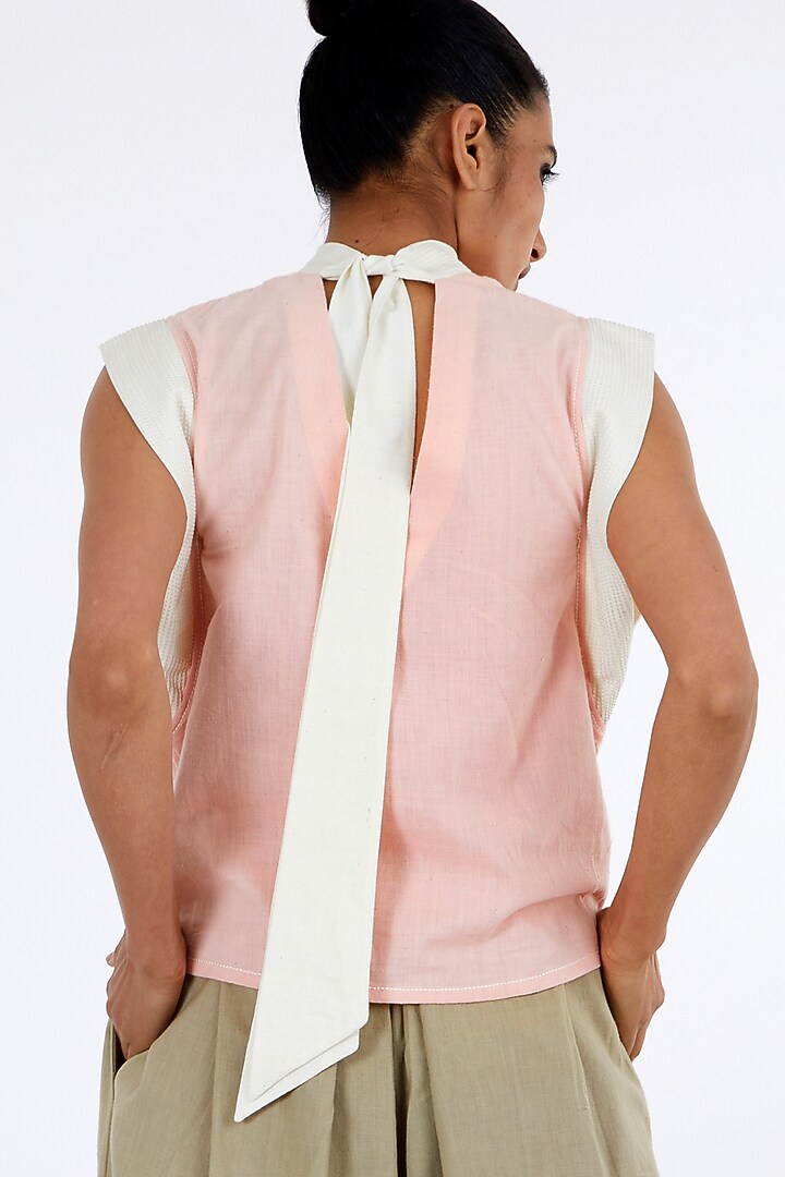 Pink Handloom Cotton Winged Top by MADDER MUCH at Pernia's Pop Up Shop