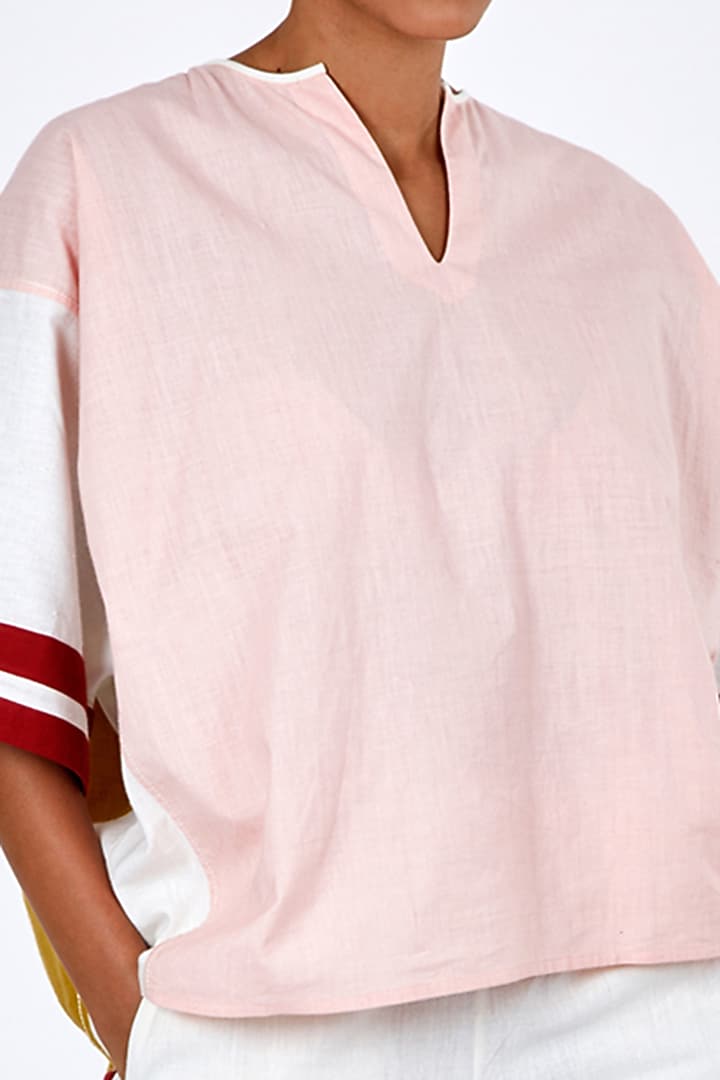 Multi-Colored Handloom Cotton Boxy Top by MADDER MUCH at Pernia's Pop Up Shop