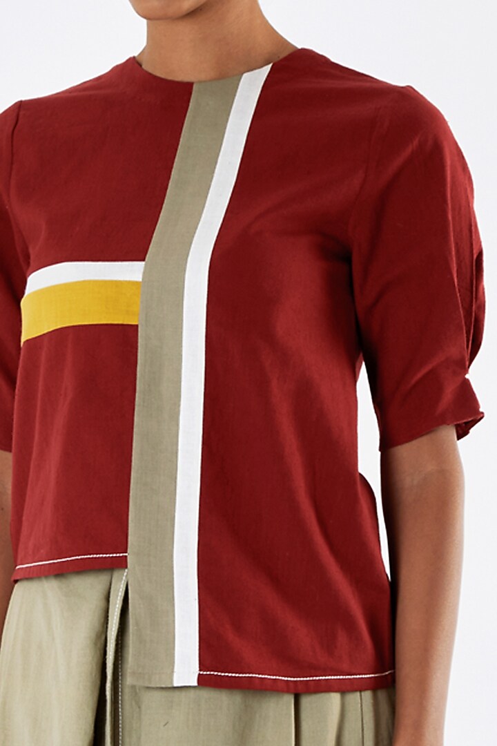 Madder Red Handloom Cotton Structured Top by MADDER MUCH at Pernia's Pop Up Shop
