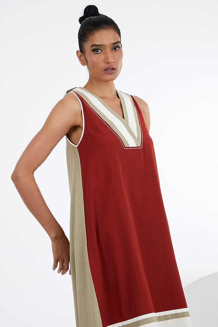 Madder Red Handloom Cotton A-Line Mini Summer Dress by MADDER MUCH at Pernia's Pop Up Shop